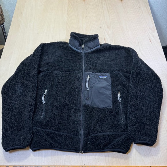 Patagonia Classic Retro-X Fleece Jacket Men Medium Black Full Zip 23055 USA FA01